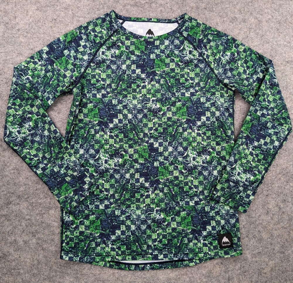 Burton Base Layer Shirt Youth Extra Large 18 Green Long Sleeve Snowboard Ski